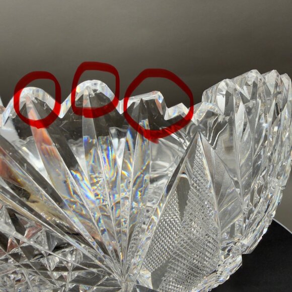 American Brilliant Period ABP Cut Glass Sawtooth Bowl Libbey 9” READ - Picture 3 of 16